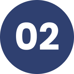 Number 02 on blue circle background